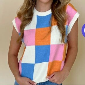 Checkered sweater top